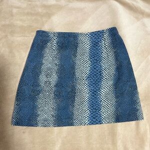 Blue Snake Print Mini Skirt